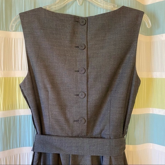 H&M Career Dress Tie Waist Button Detail Gray Sz 8 - Picture 10 of 11